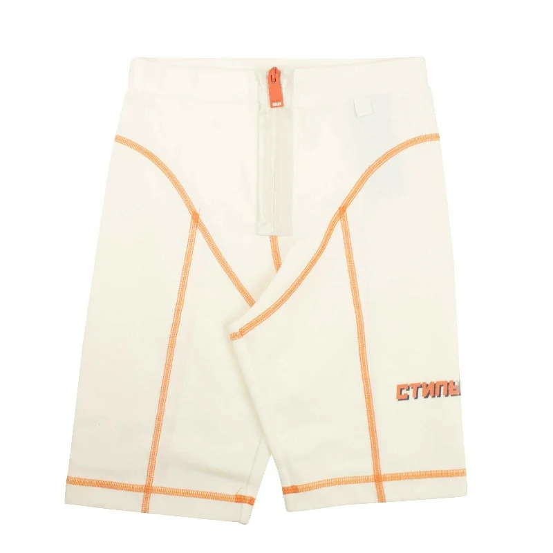 Heron Preston Stitch Biker Shorts - White/Orange