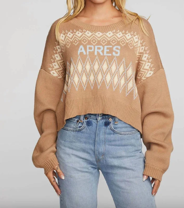 Apres Cotton Fair Isle Knit Sweater In Cappucino