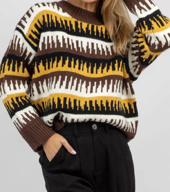 Apres Ski Patterned Sweater In Brown