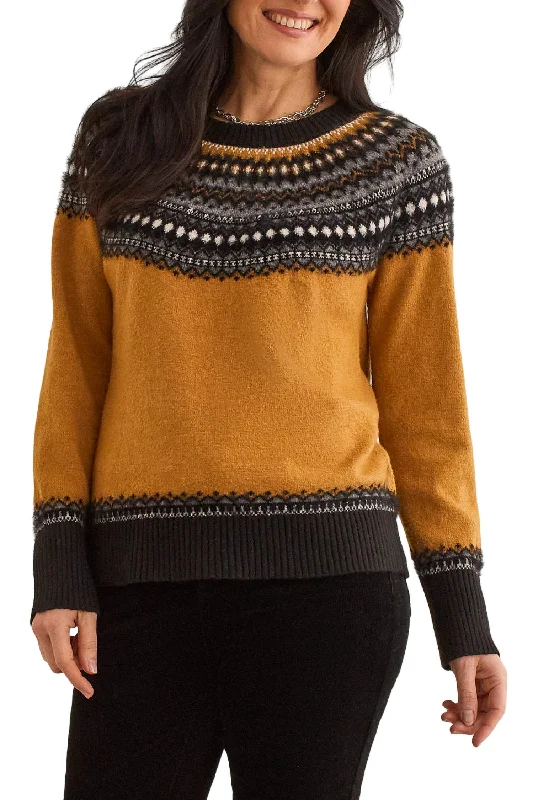 Crew Neck Jacquard Sweater In Marigold