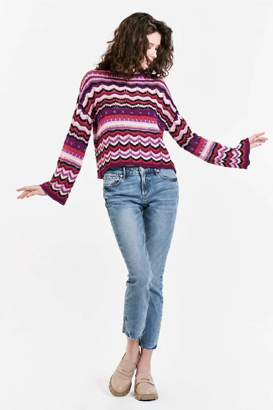 Daisy Drop Shoulder Sweater In Multicolor Stripe