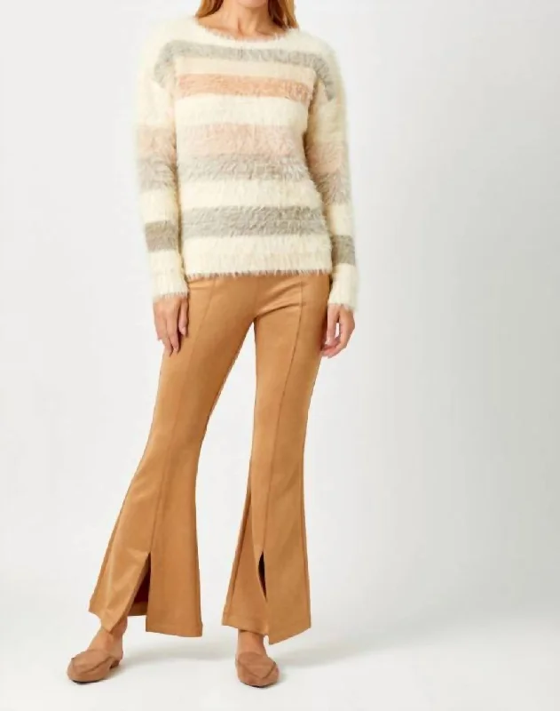 Fuzzy Stripe Sweater In Multi Color