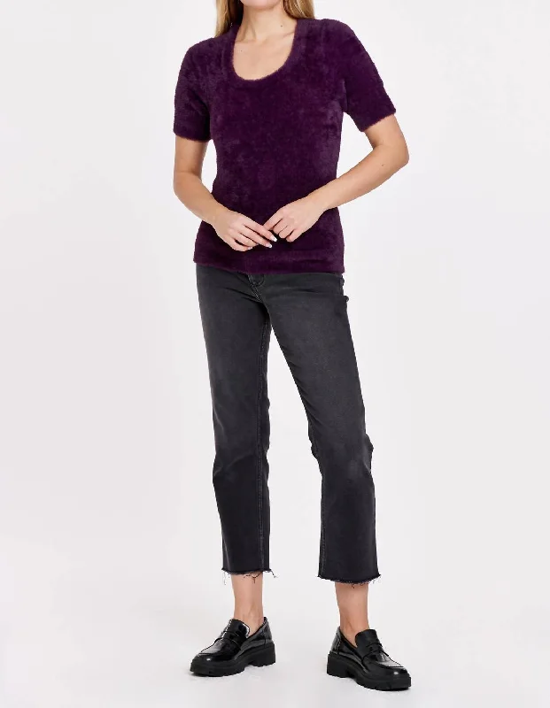 Greta Short Sleeve Sweater In Royal Ruby