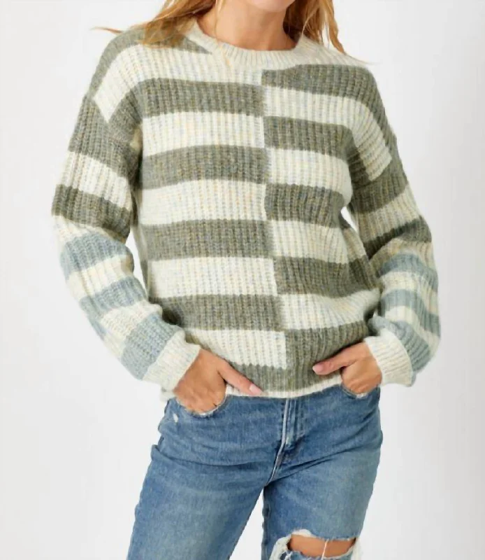 Stripe Round Neck Sweater In Multi