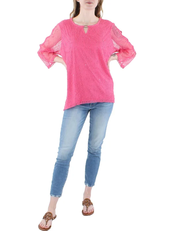 Womens Knit Mock-Neck Pullover Sweater