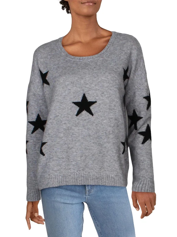 Womens Printed Pull Over Crewneck Sweater