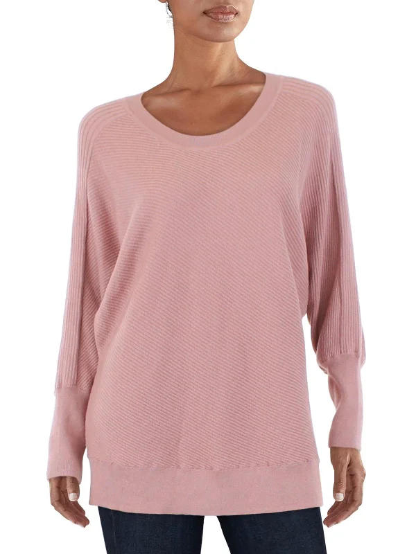 Womens Ribbed Knit Crewneck Sweater