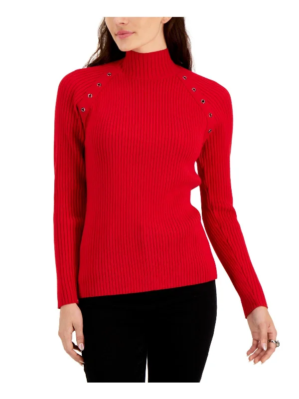 Womens Ribbed Knit Holiday Pullover Sweater