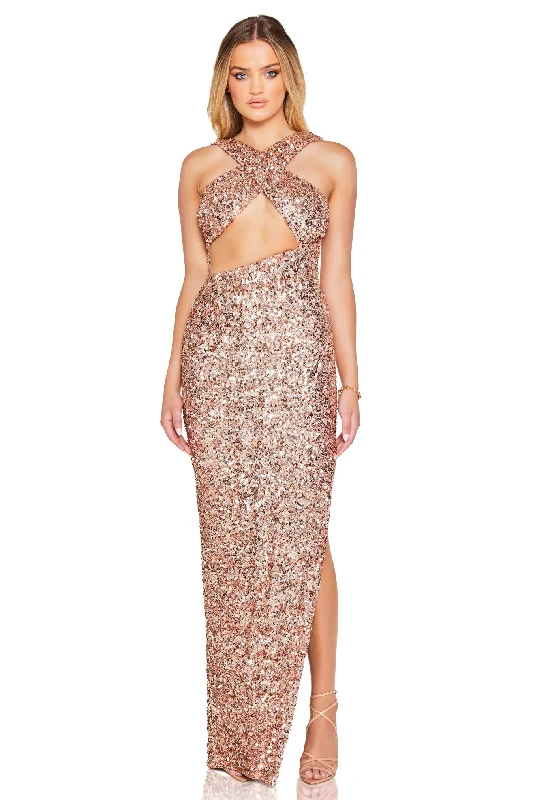 Nookie Luma Cut Out Gown - Rose Gold