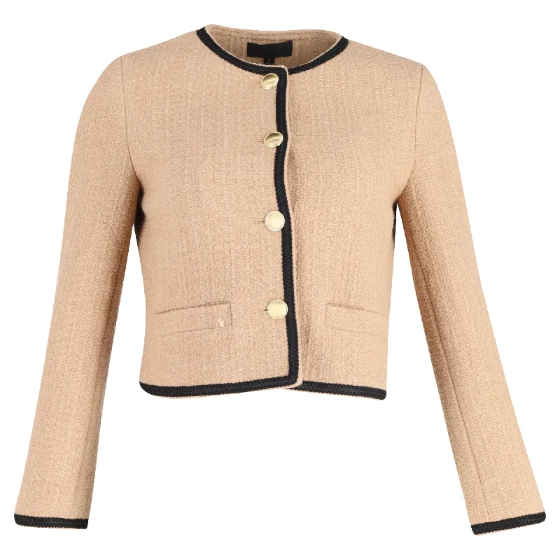 Nili Lotan Elaina Crochet-Trimmed Bouclé Jacket In Beige Wool