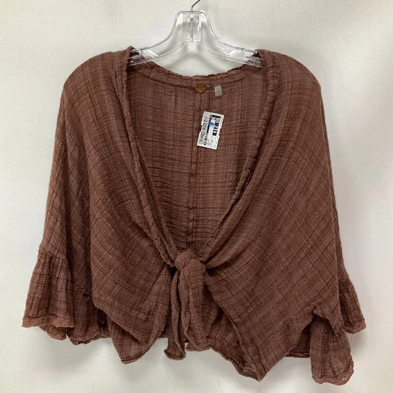 Top Short Sleeve By Free People In Brown, Size: Xs