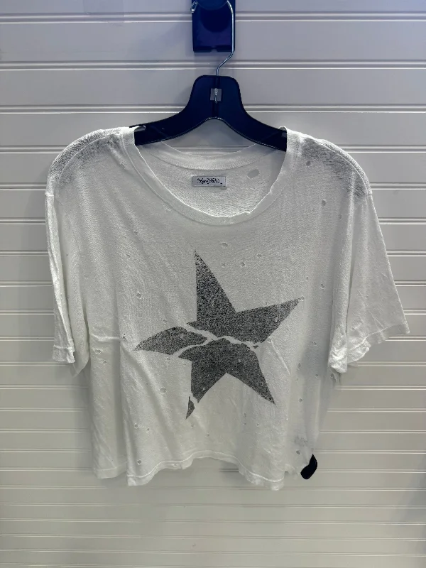 Top Short Sleeve By Lauren Moshi In Grey & White, Size: M