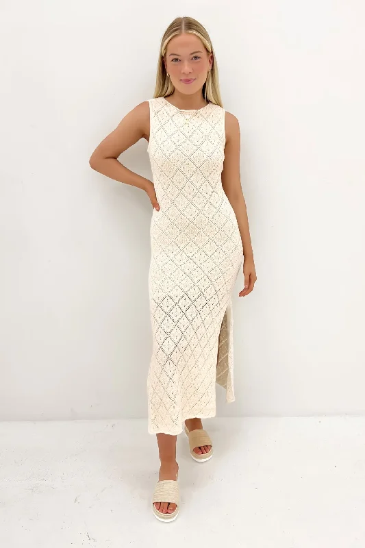 Coleman Crochet Maxi Dress Cream