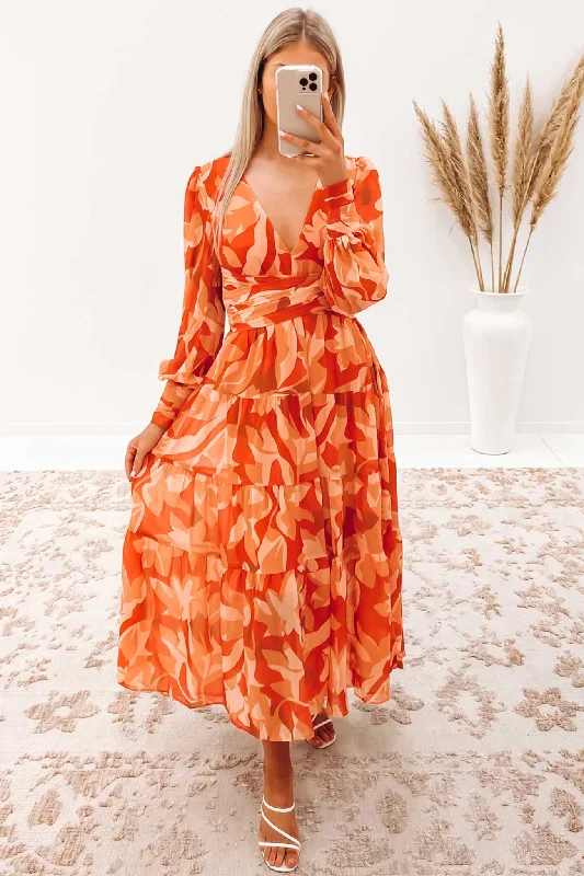 Mayes Maxi Dress Orange Multi