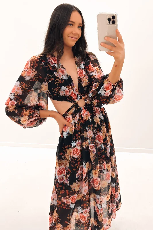 Morrison Maxi Dress Black Floral