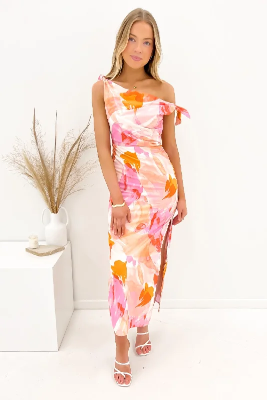 Neela Maxi Dress Pink Watercolour