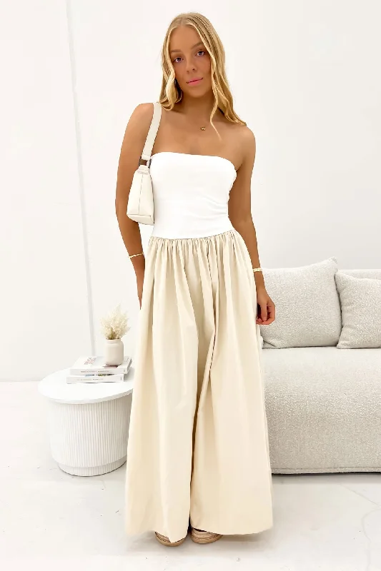 Samara Maxi Dress Beige White