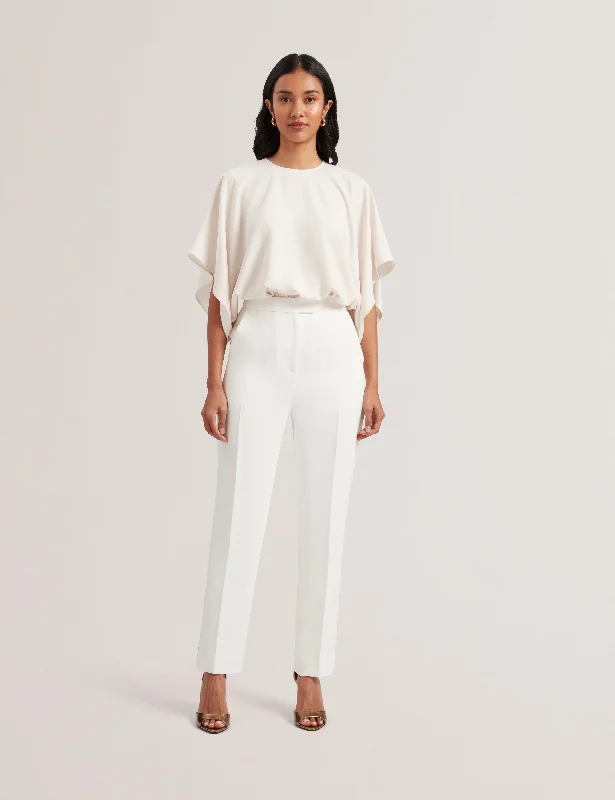 Cloat Contrast Satin Tapered Tailored Trous White