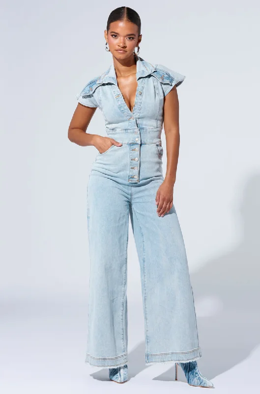 COOL GIRL WIDE LEG DENIM JUMPSUIT