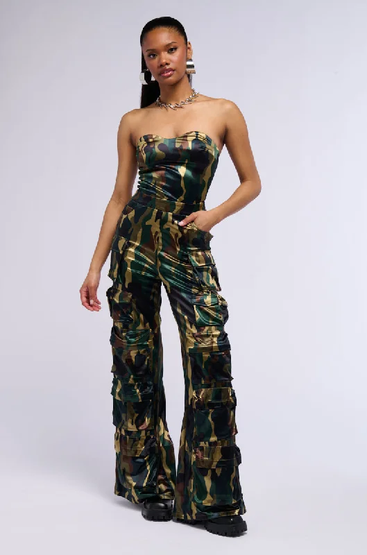 DONT MESS WITH ME SATIN CAMO JUMPSUIT