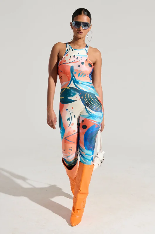 FEELIN MYSELF PRINTED JUMPSUIT