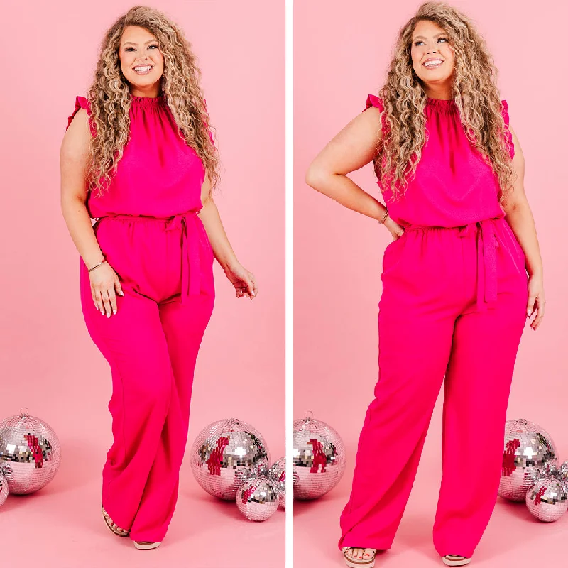 Hold Your Crown High Jumpsuit, Fuchsia