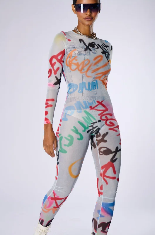 SHES ARRIVED GRAFFITI JUMPSUIT